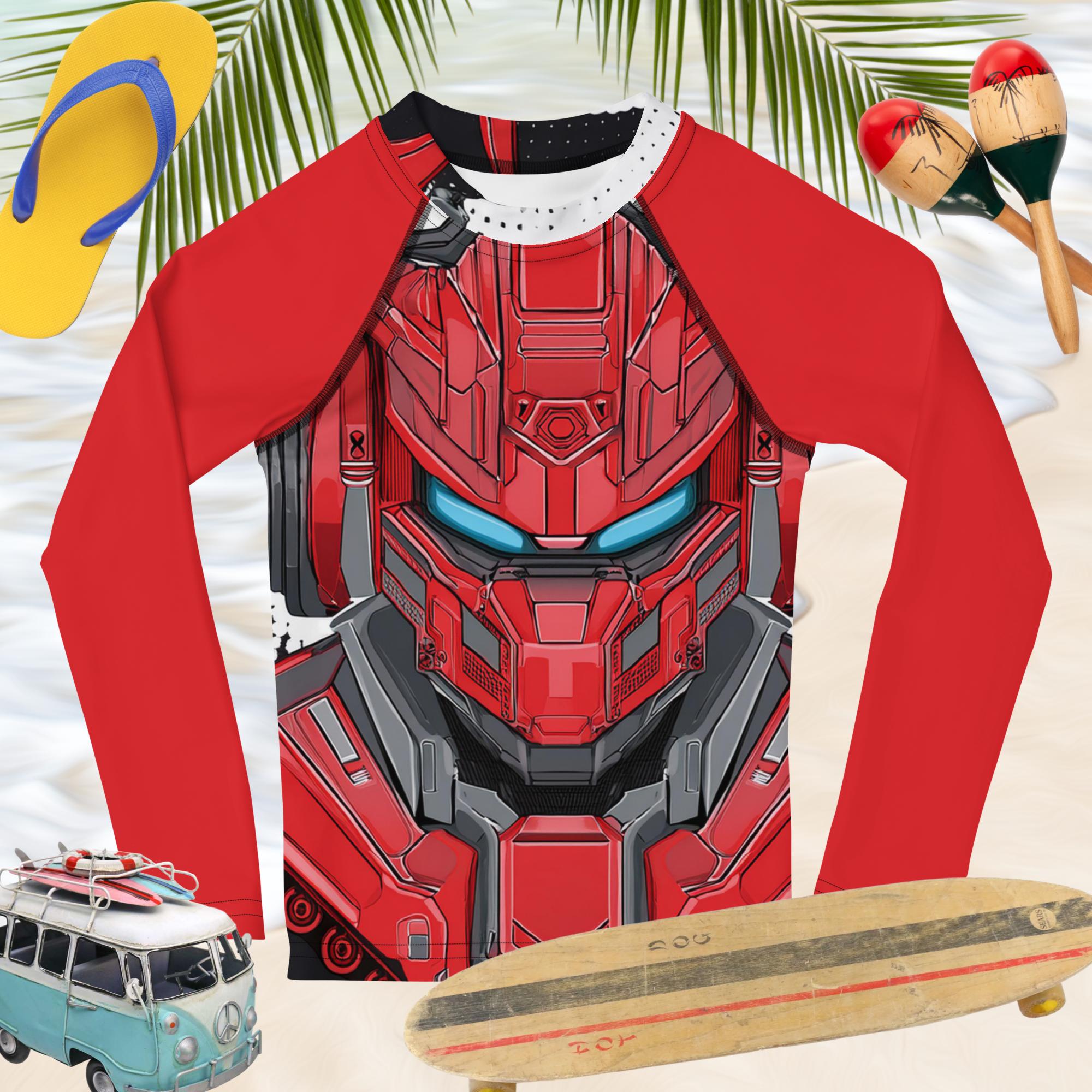 Robot Rashguard For Kids | Red Rashie | UPF 50+ Rash Guard