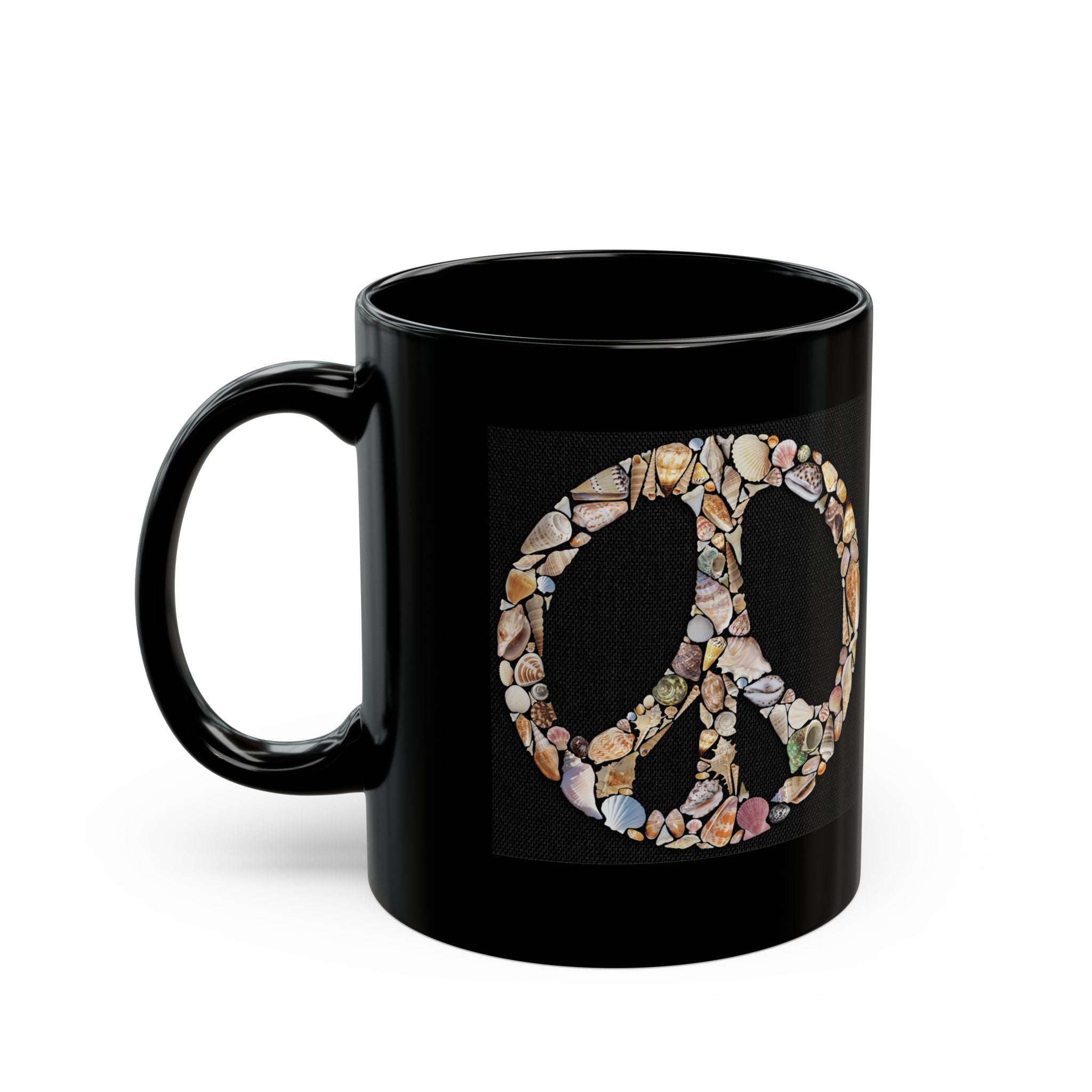 Seashell Peace Sign Coffee Mug - 11oz Mugs  handle to left