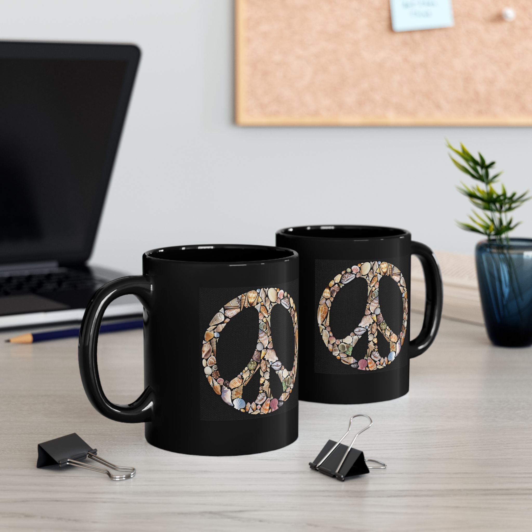 2 Seashell Peace Sign 11oz Coffee Mugs
