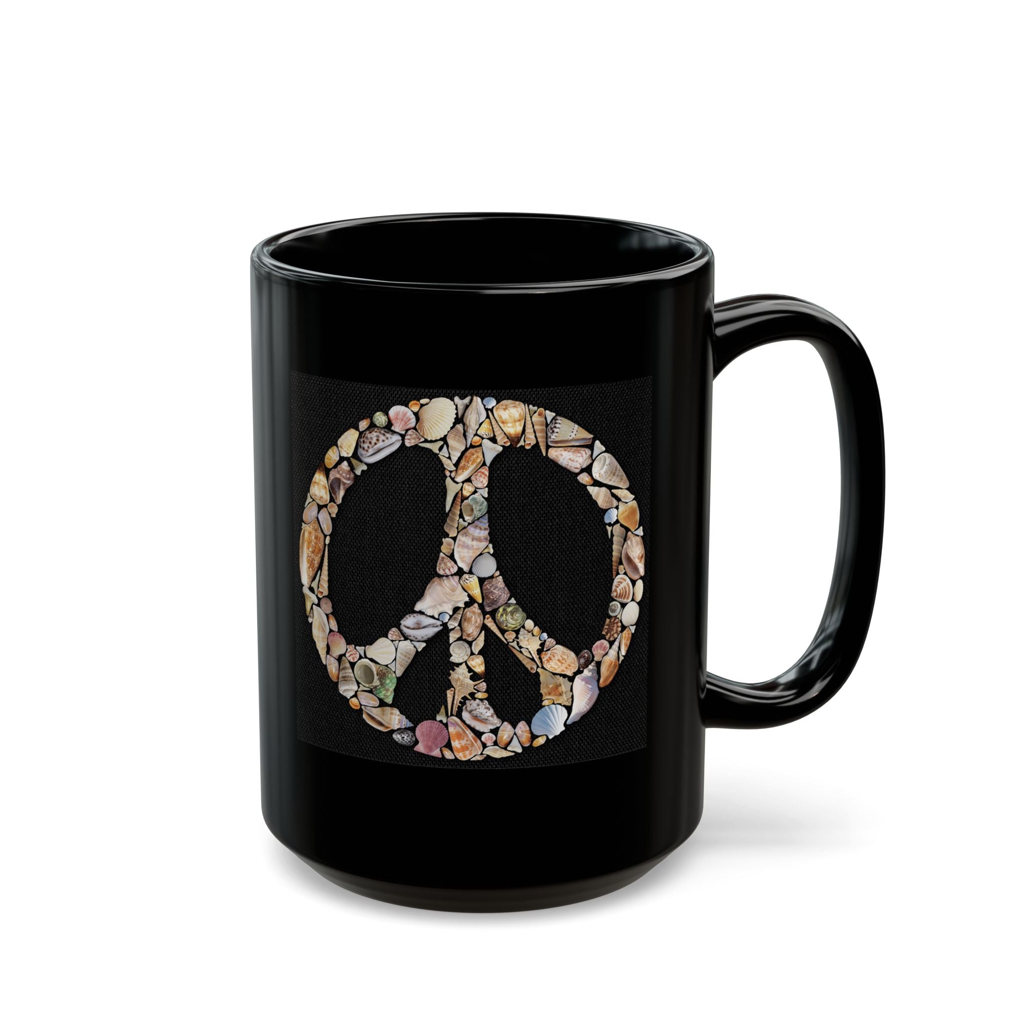 Seashell Peace Sign Coffee Mug 15oz Mugs