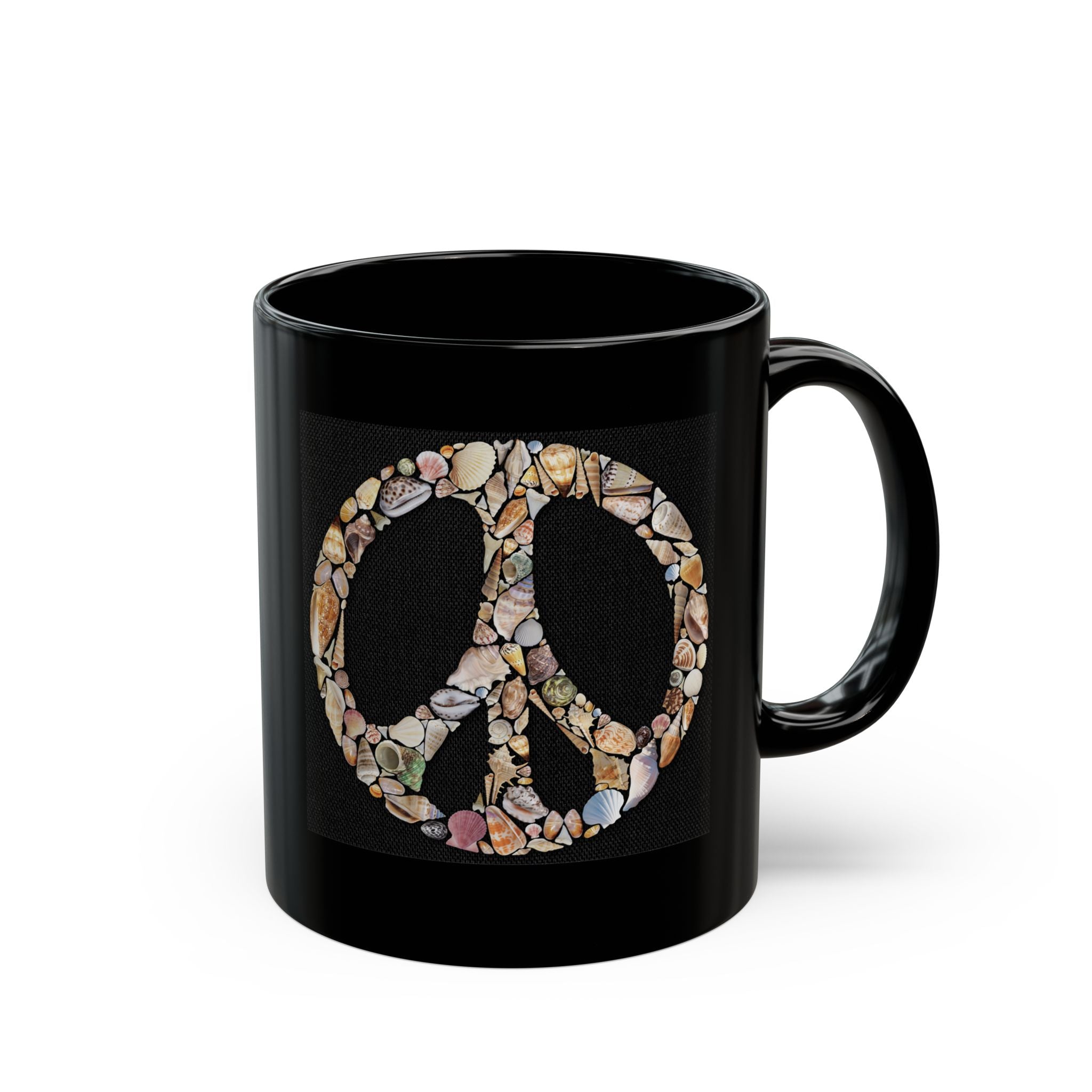 Seashell Peace Sign Coffee Mug - 11oz Mugs handle to right
