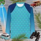 Shaka Pattern Men's Sun Rashie featuring vibrant design and UPF 50+ protection against UV rays.