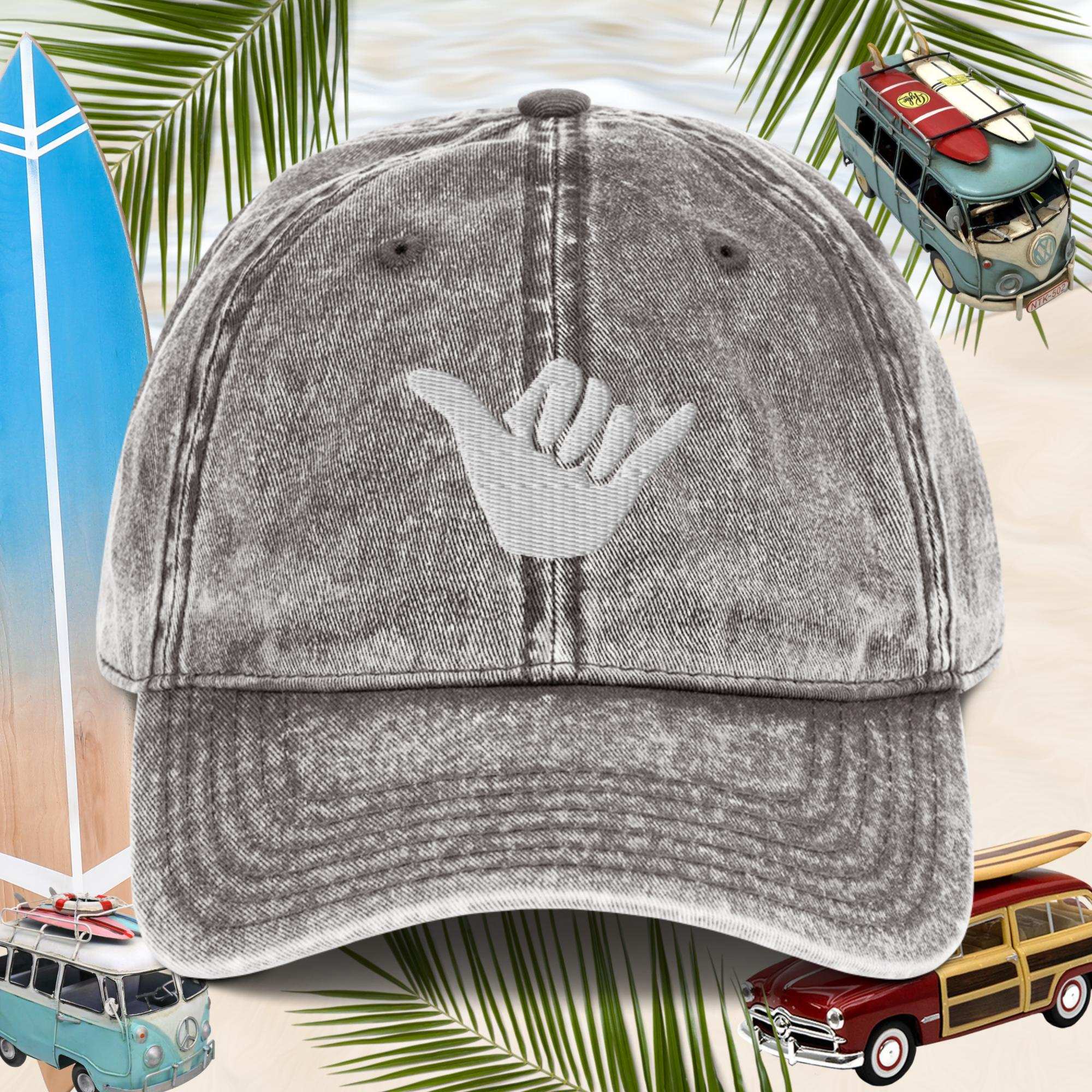 Charcoal Grey-Shaka Sign Embroidered Cotton Twill Cap