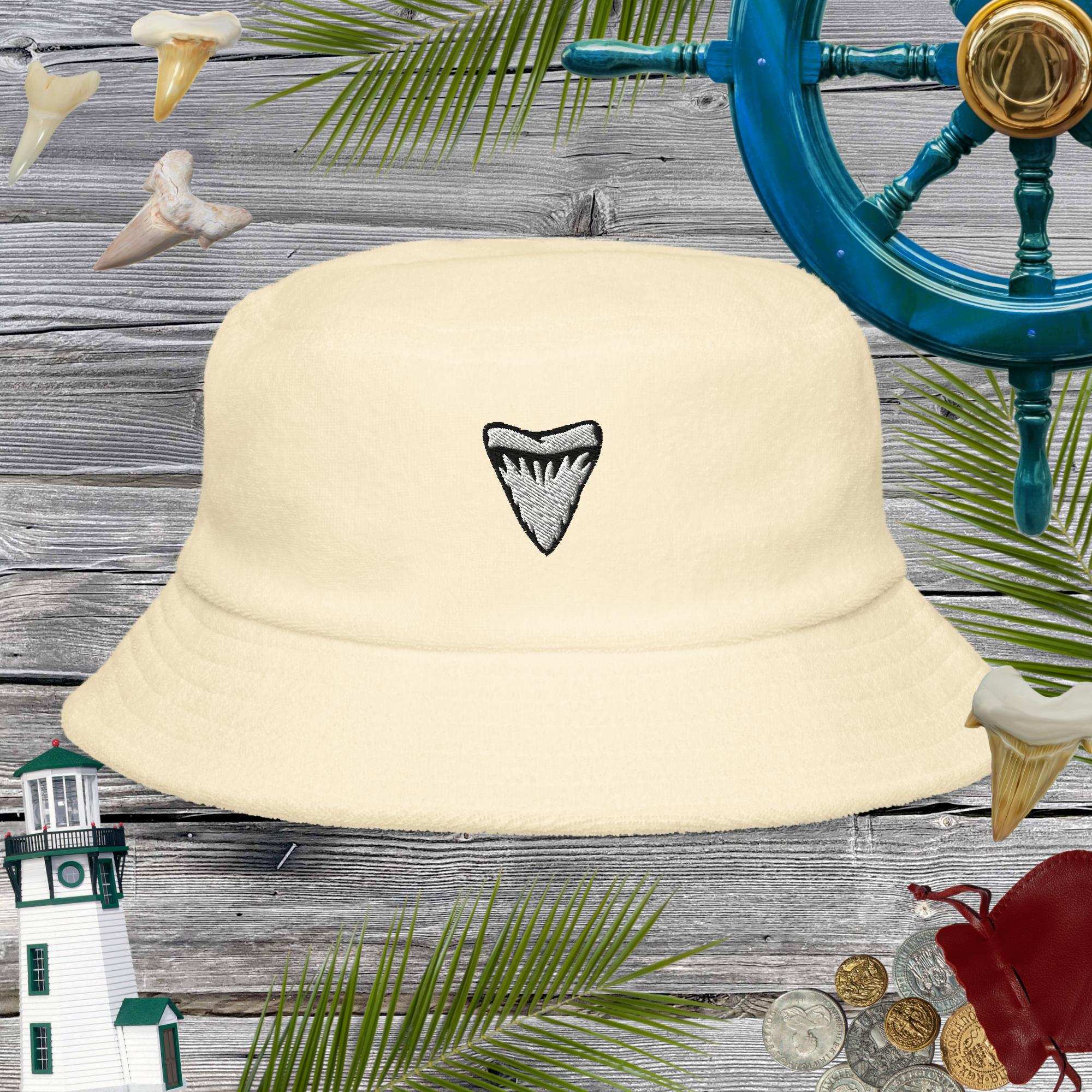 Shark Tooth Embroidery | Unstructured Terry Cloth Bucket Hat Bucket Hats