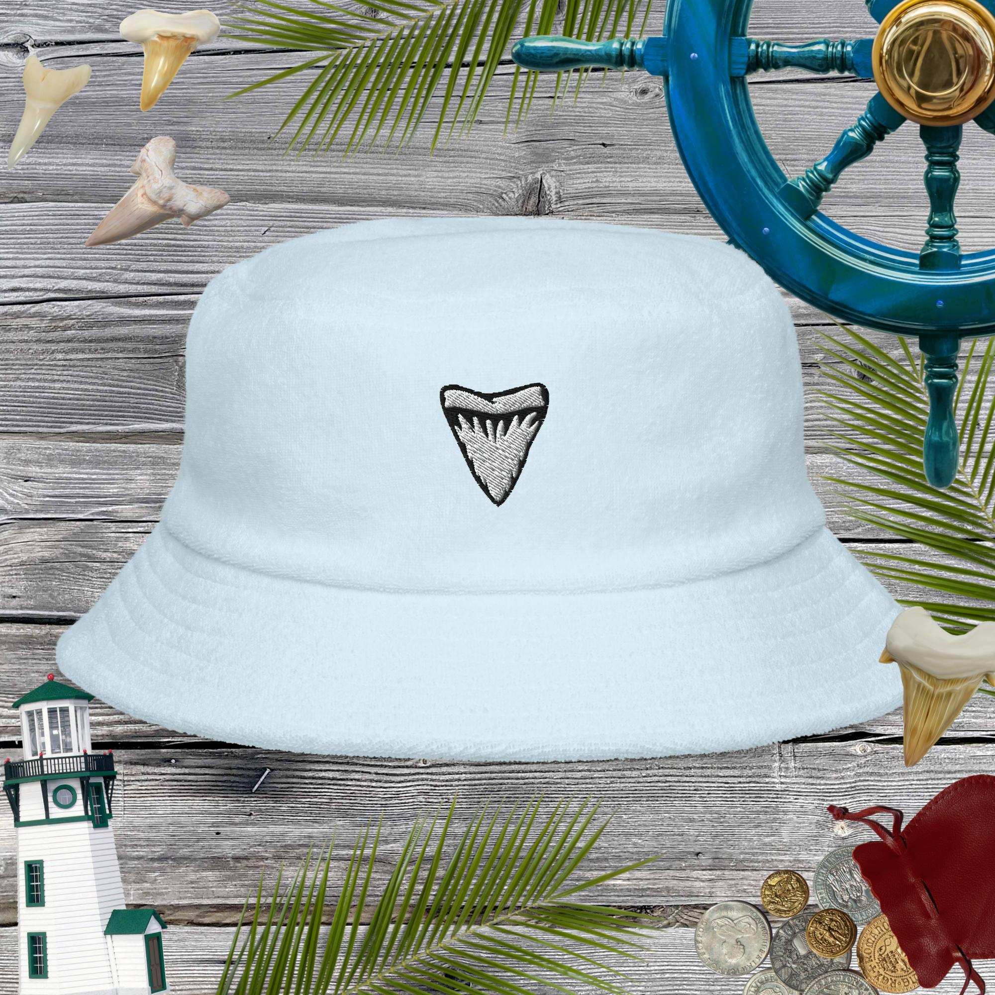 Shark Tooth Embroidery | Unstructured Terry Cloth Bucket Hat Bucket Hats