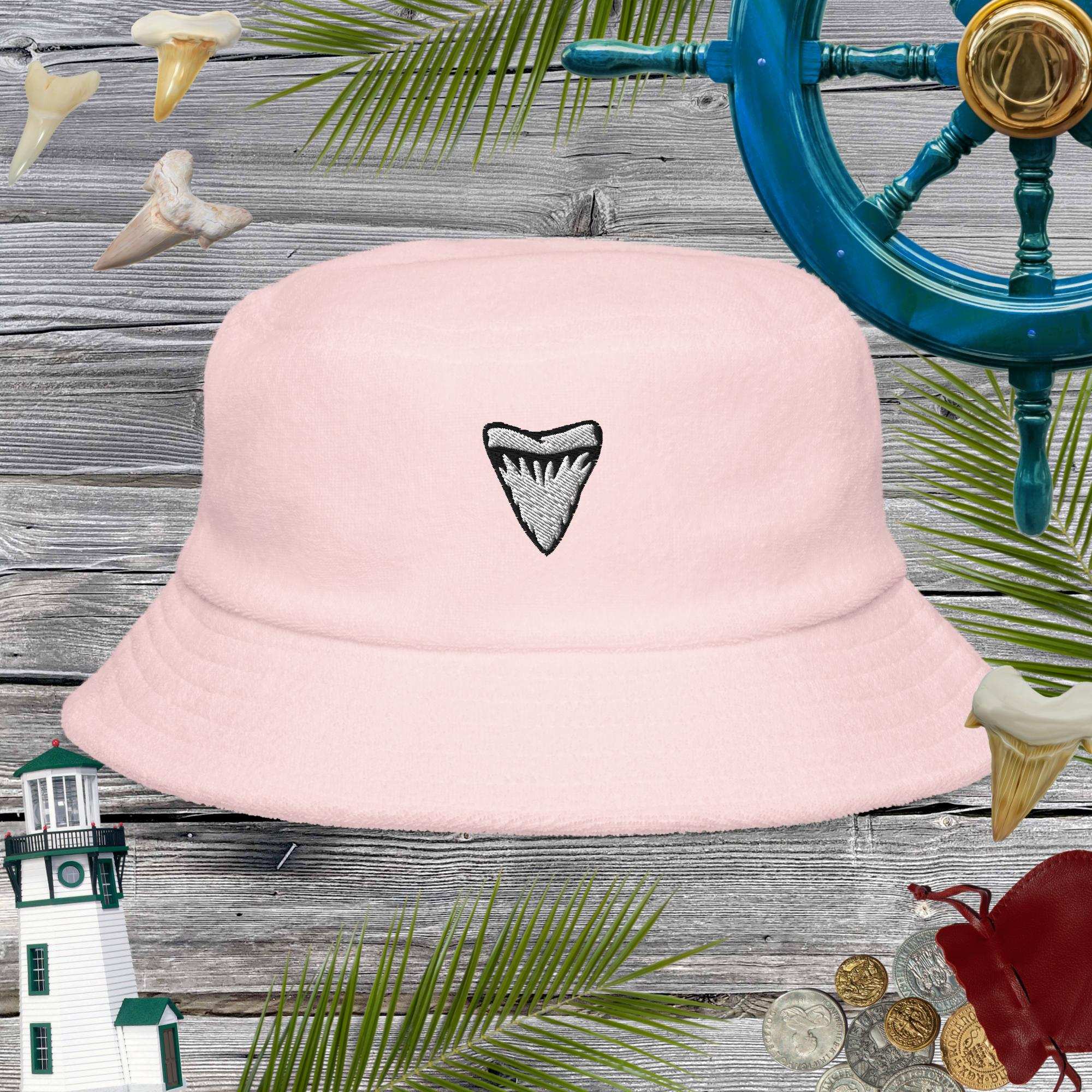 Shark Tooth Embroidery | Unstructured Terry Cloth Bucket Hat Bucket Hats