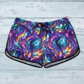 Colorful patterned shorts on a rustic nautical wood background