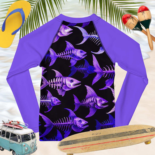 Skull Fish Rashguard | Fish Bone | Rashie for Kids Rash Guards