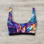 Colorful stained glass patterned top on a rustic wood background