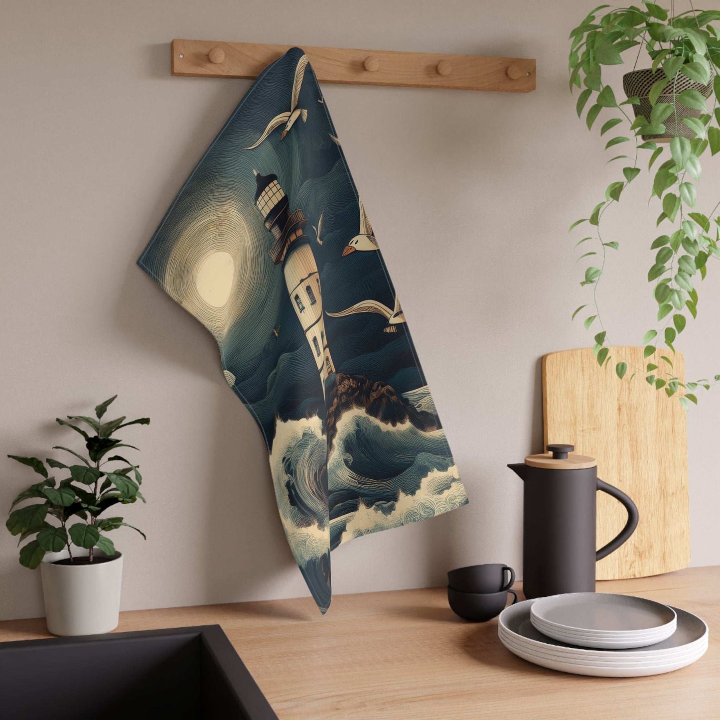 Stormy Lighthouse | Tea Towel | Coastal Decor 🌊