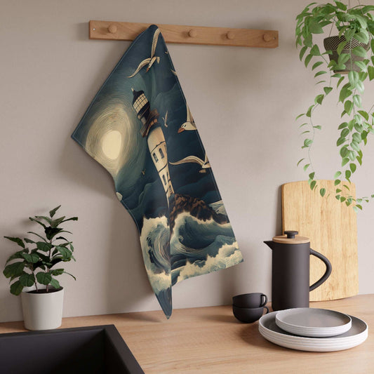 Stormy Lighthouse | Tea Towel | Coastal Decor 🌊