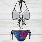 Colorful bikini set with a top and bottom on a white background