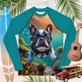 Sun Rashie | Snorkeling Frenchie Pup | Youth Rash Guards & Swim Shirts