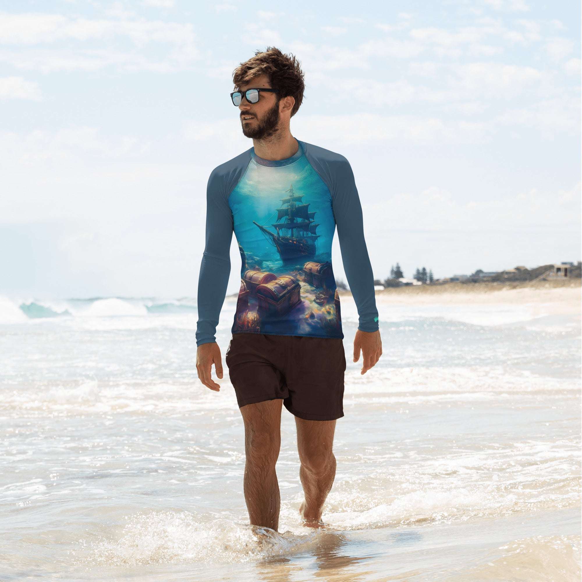 Sunken Treasure Ship | Sunblock Rashie | Men Rash Guard