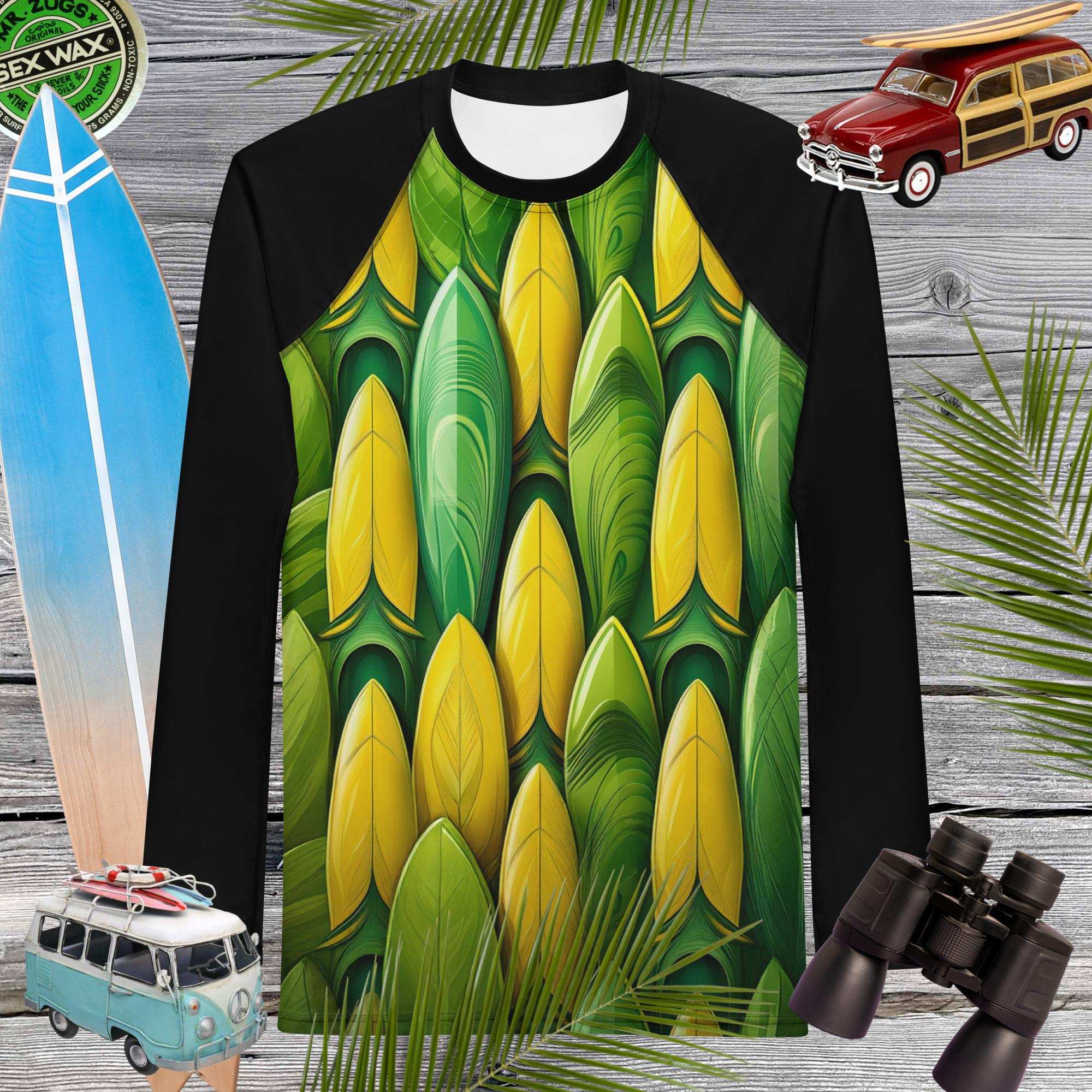 Surfboard Pattern Sun Rashie | Men's UPF 50+ 🏄‍♂️ Rash Guard