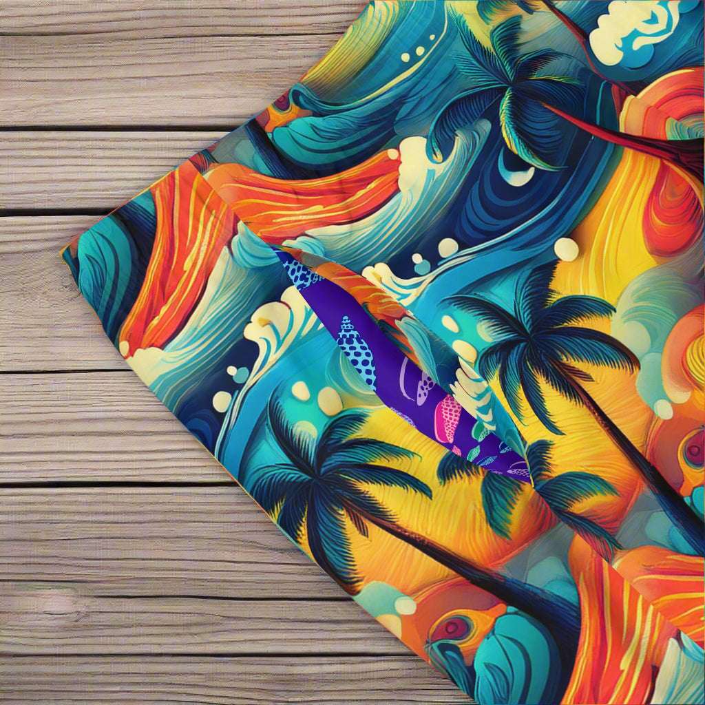 Close up on Hawaiian Dreams Board Shorts pocket revealing Junonia pattern lining in the pocket.