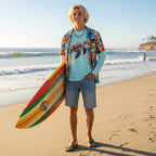 Cool Surfer dude teen holding a surfboard on La Jolla Beach