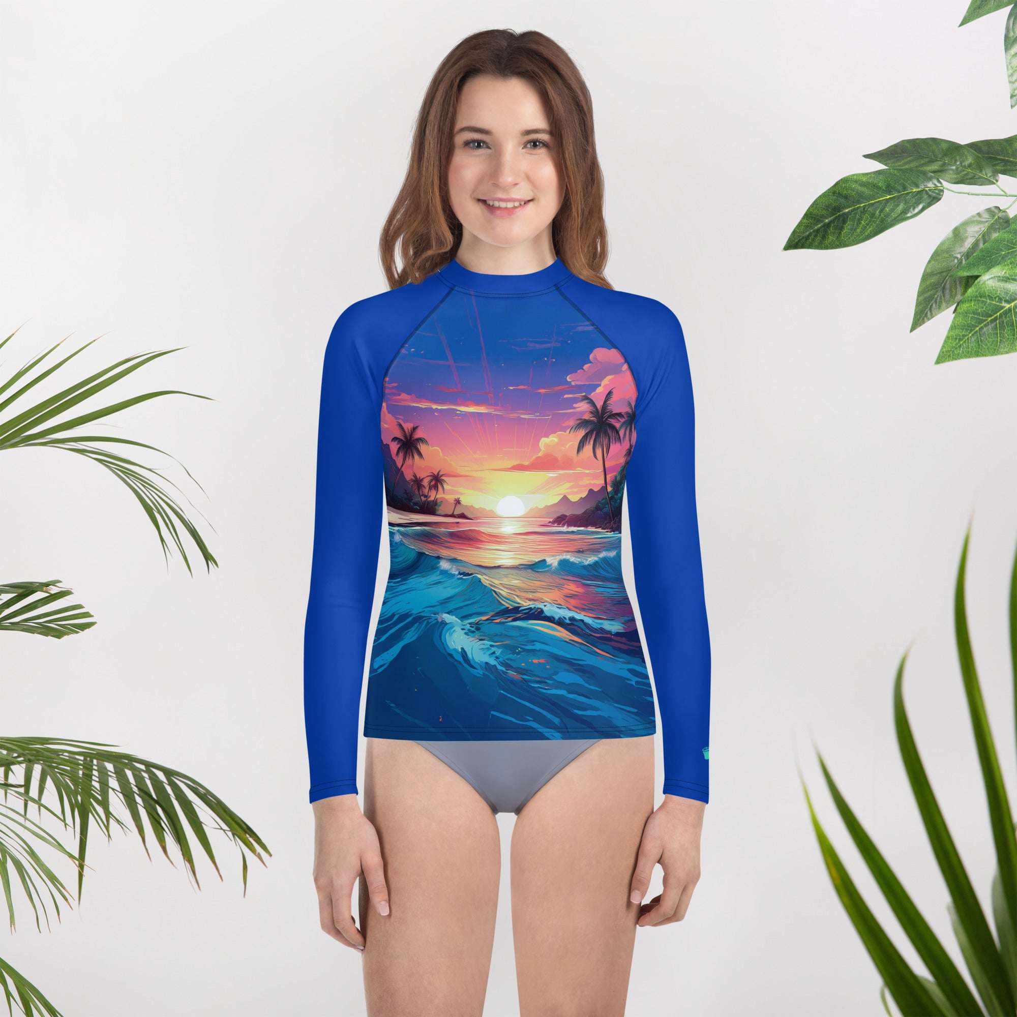 Rashguard | Island Lagoon Sunset Art | Teens Rash Guards & Swim Shirts