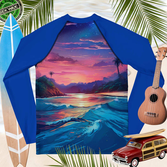 Rashguard | Island Lagoon Sunset Art | Teens Rash Guards & Swim Shirts