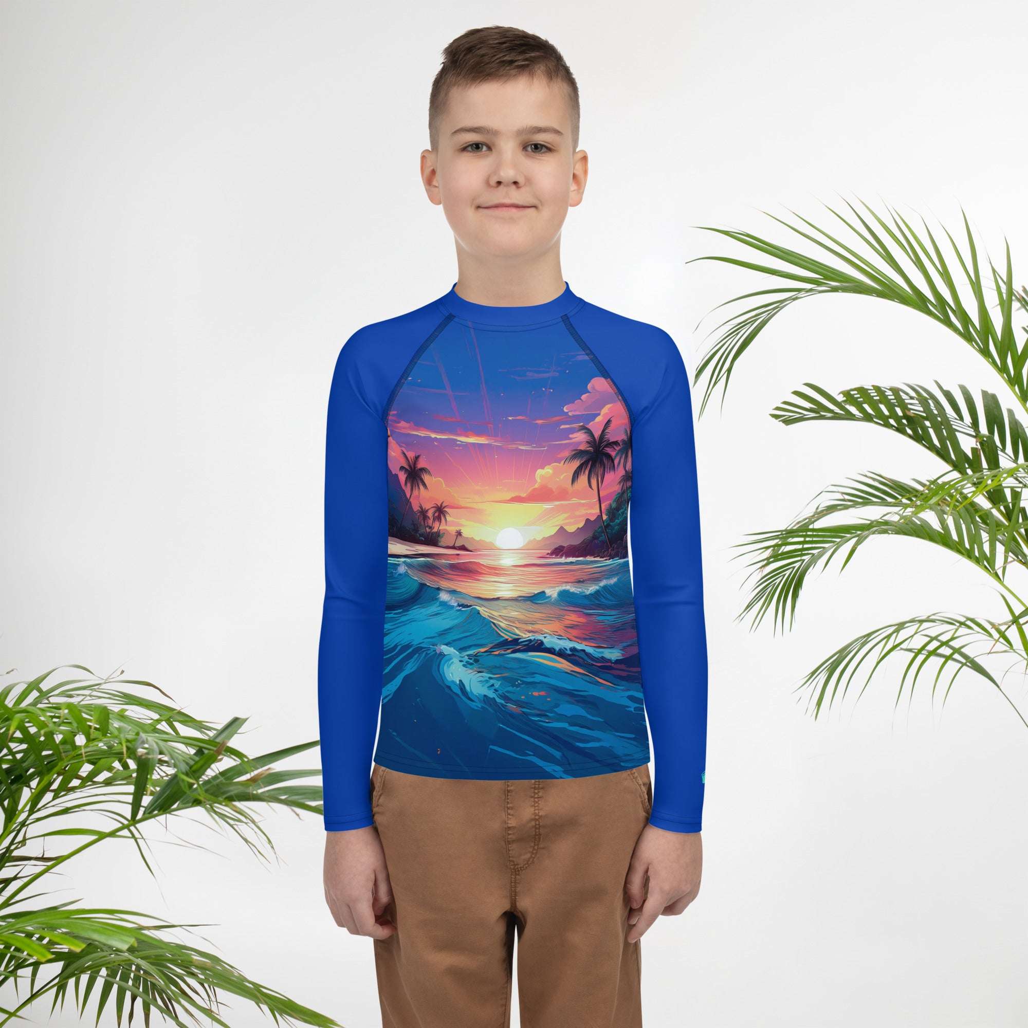 Rashguard | Island Lagoon Sunset Art | Teens Rash Guards & Swim Shirts