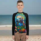 Manatee Stained Glass Art | Rash Guard | Teen/Youth Rash Guards & Swim Shirts