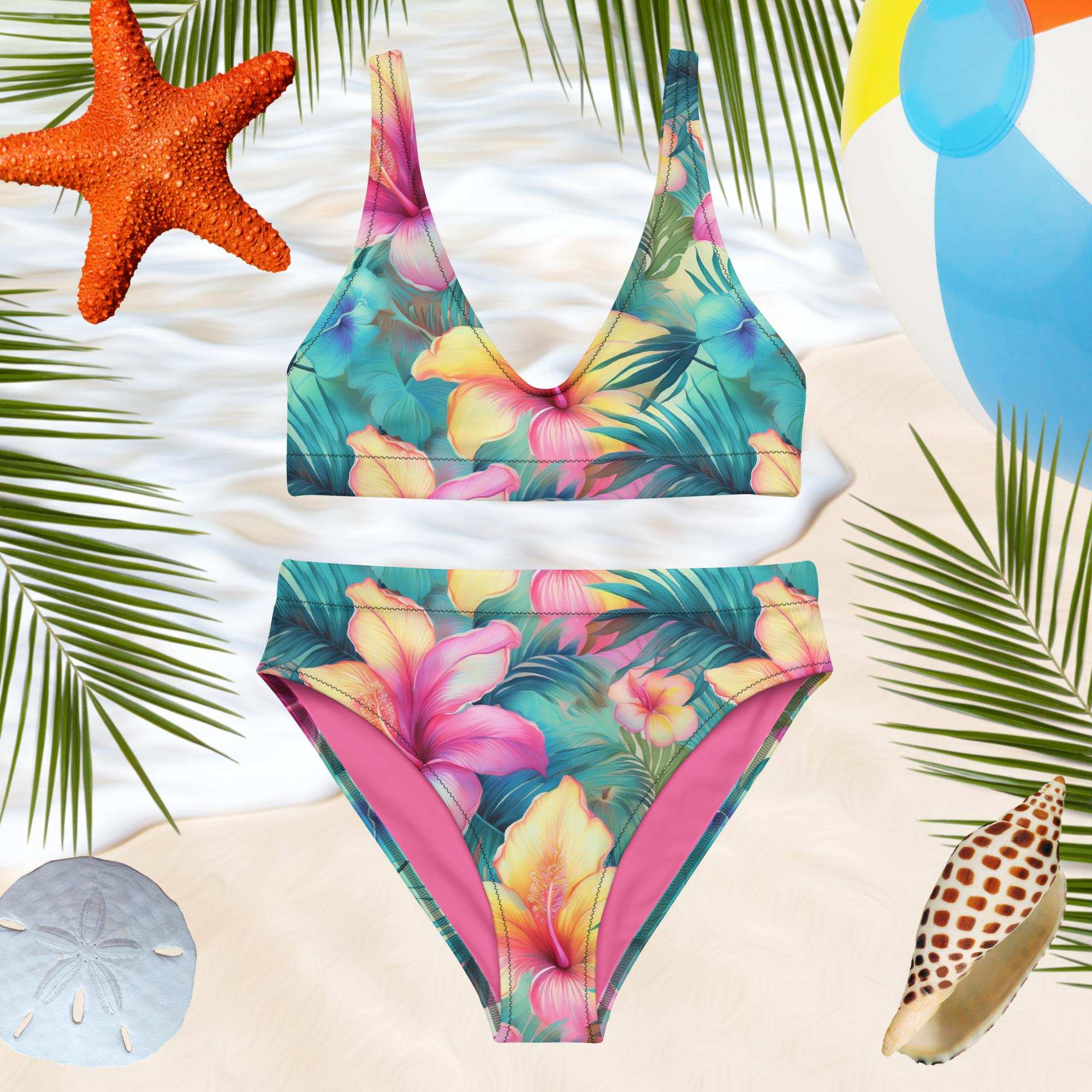 Tropical Floral Pattern | Sport bikiniClassic Bikinis