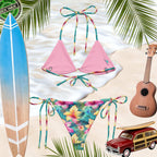 Tropical Flower Pattern String BikiniClassic Bikinis