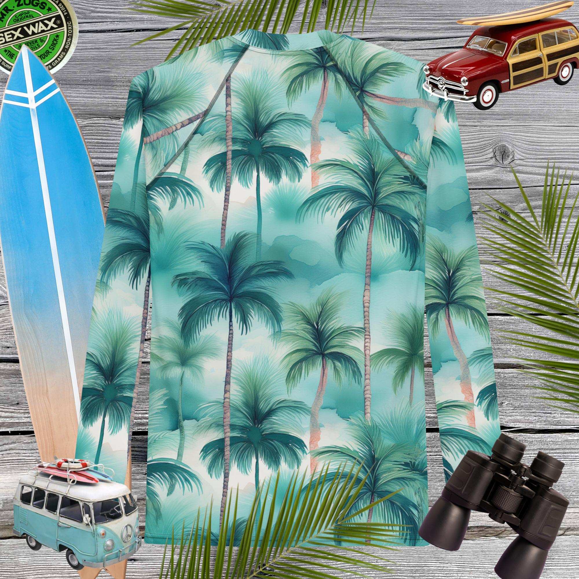 Tropical Palm Trees Sun Rashie | UPF 50+ 🌴 Rash Guards & Swim Shirts