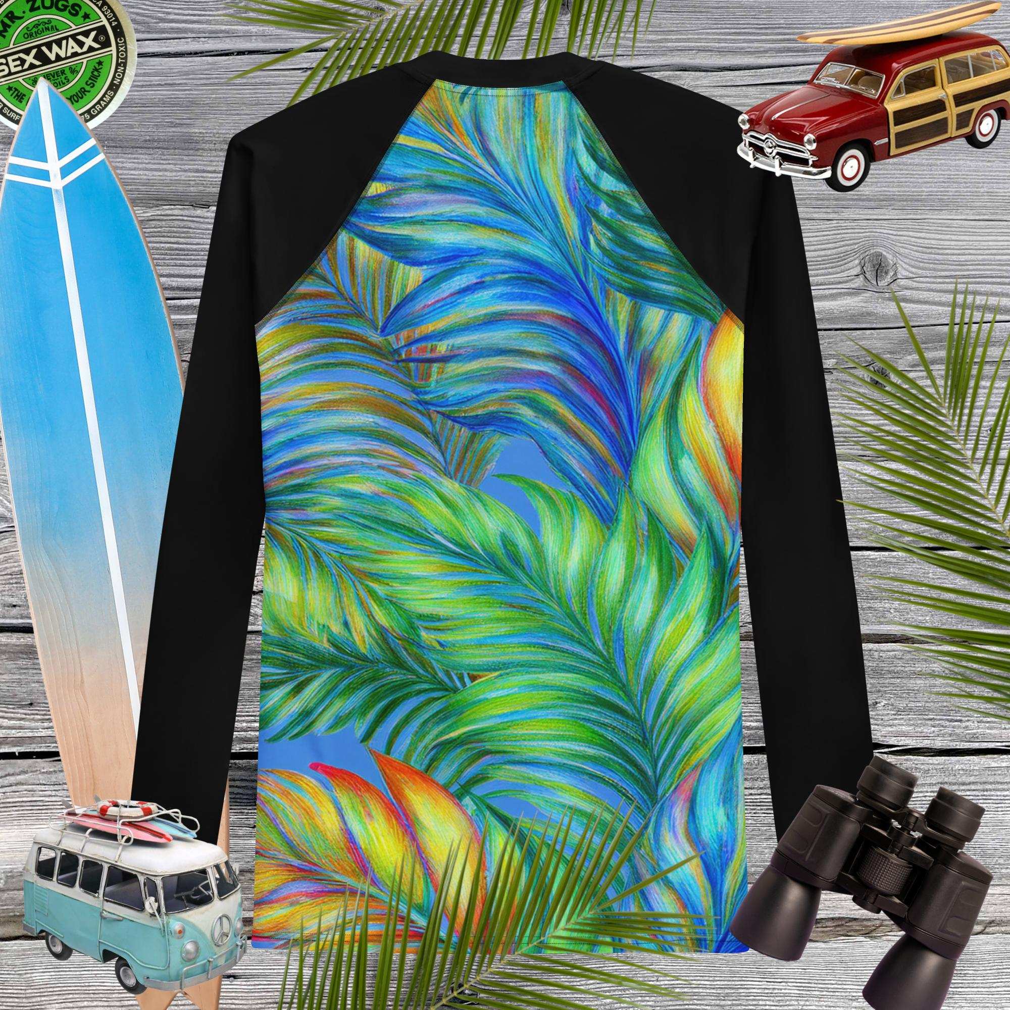 Tropical Palms Print | Men's Sun Rashie | UPF 50+ Rash Guards & Swim Shirts