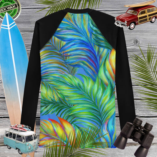 Tropical Palms Print | Men's Sun Rashie | UPF 50+ Rash Guards & Swim Shirts