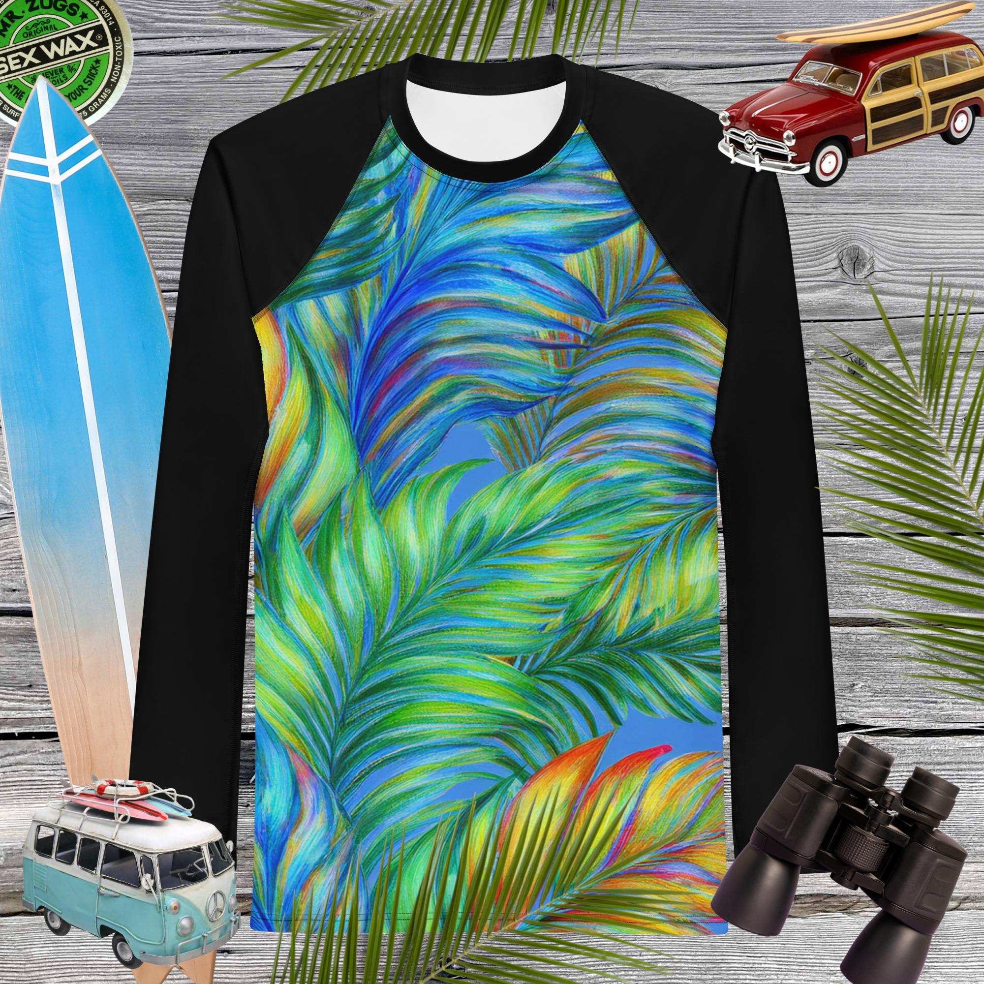 Tropical Palms Print | Men's Sun Rashie | UPF 50+ Rash Guards & Swim Shirts