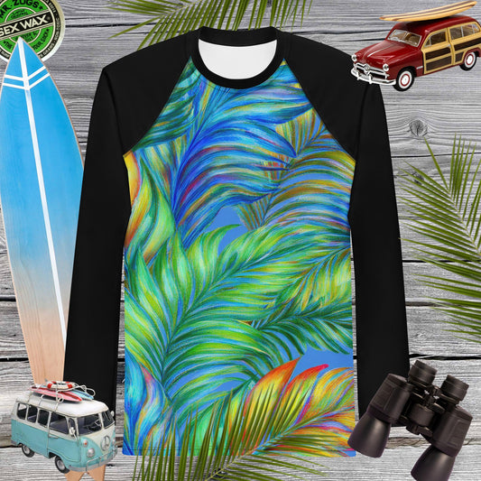Tropical Palms Print | Men's Sun Rashie | UPF 50+ Rash Guards & Swim Shirts