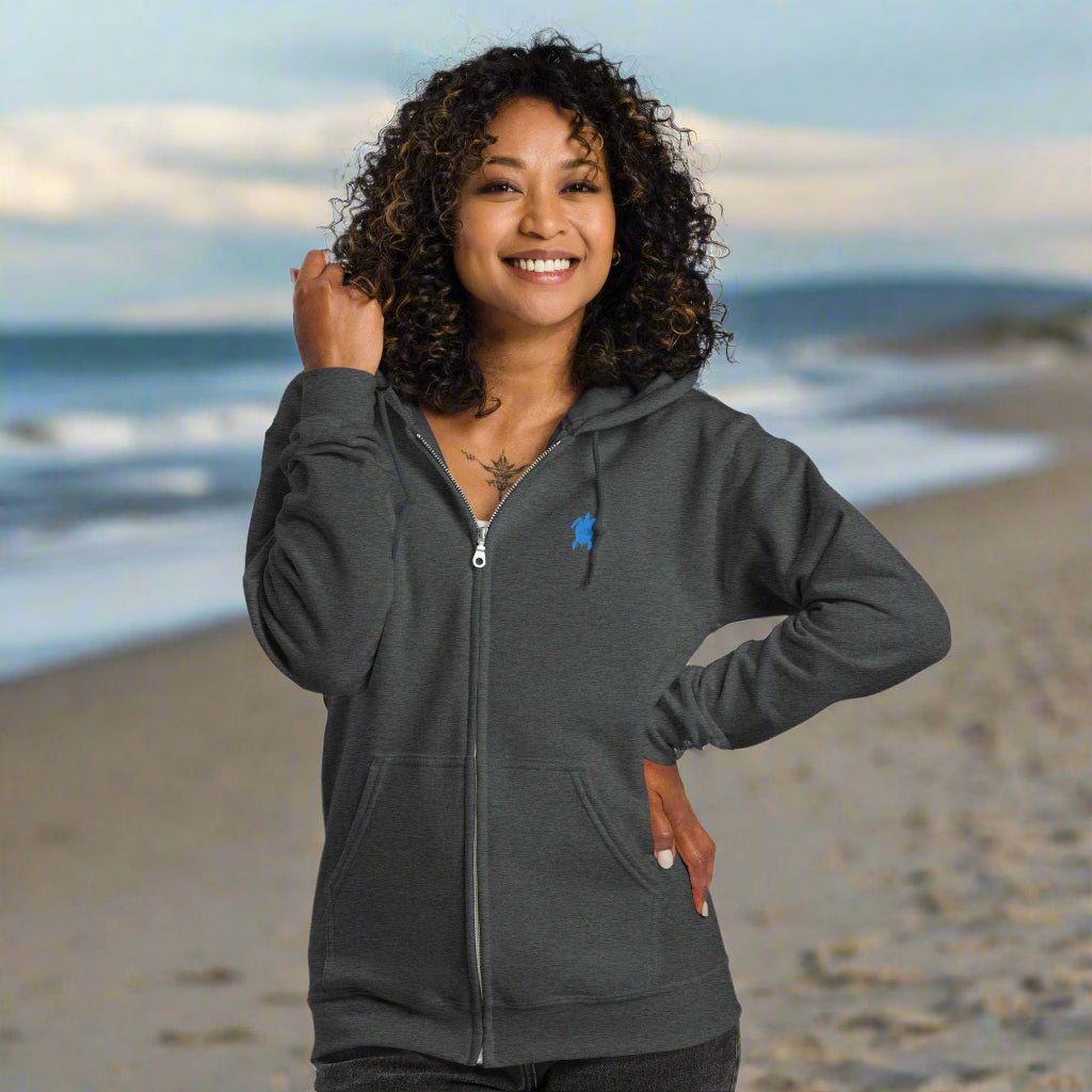 Unisex heavy blend zip hoodie | Embroidered Sea Turtle Hoodies