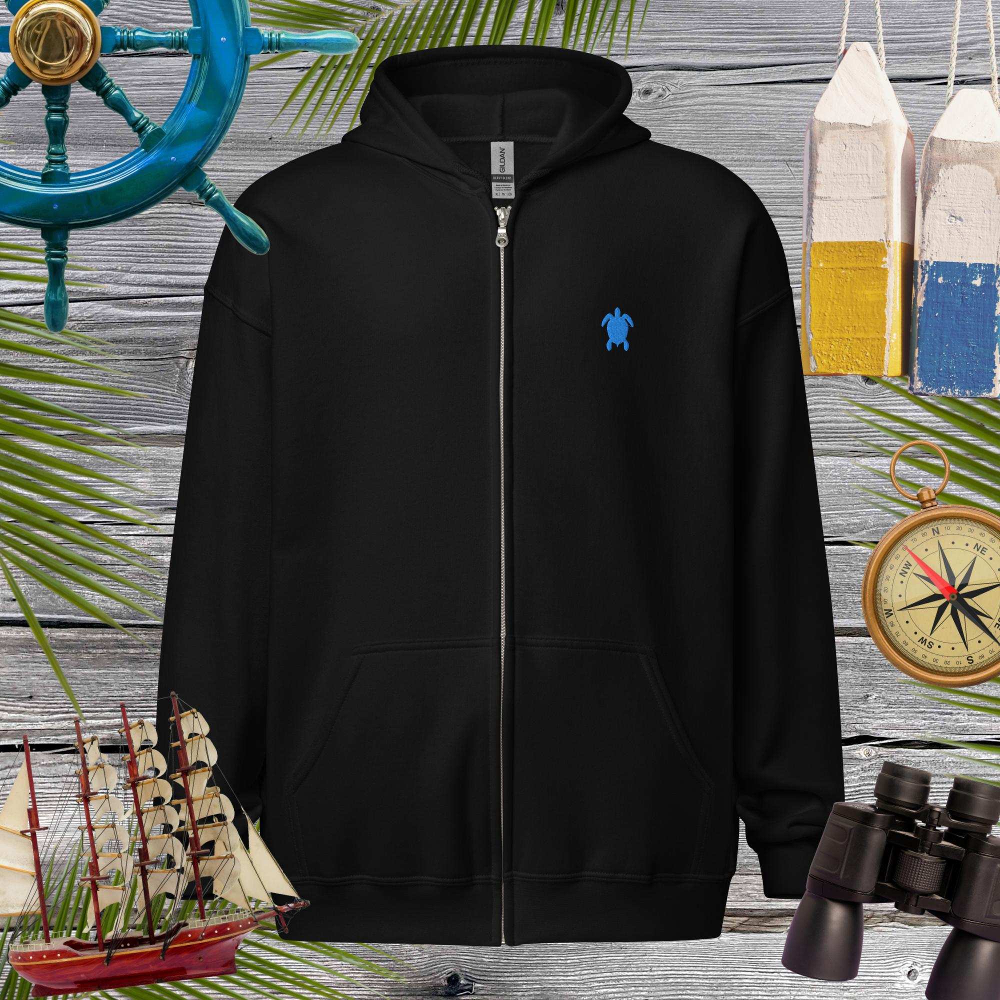 Unisex heavy blend zip hoodie | Embroidered Sea Turtle Hoodies