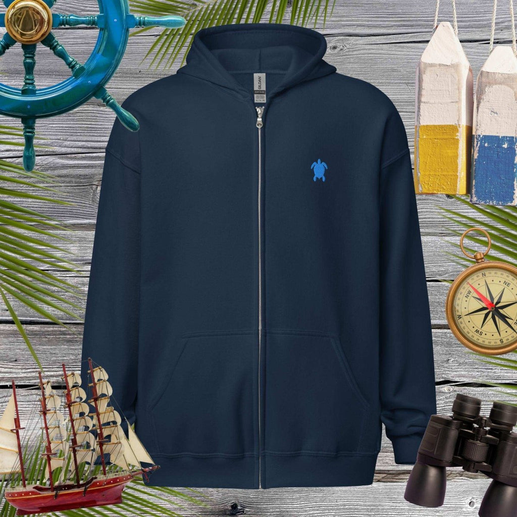 Unisex heavy blend zip hoodie | Embroidered Sea Turtle Hoodies