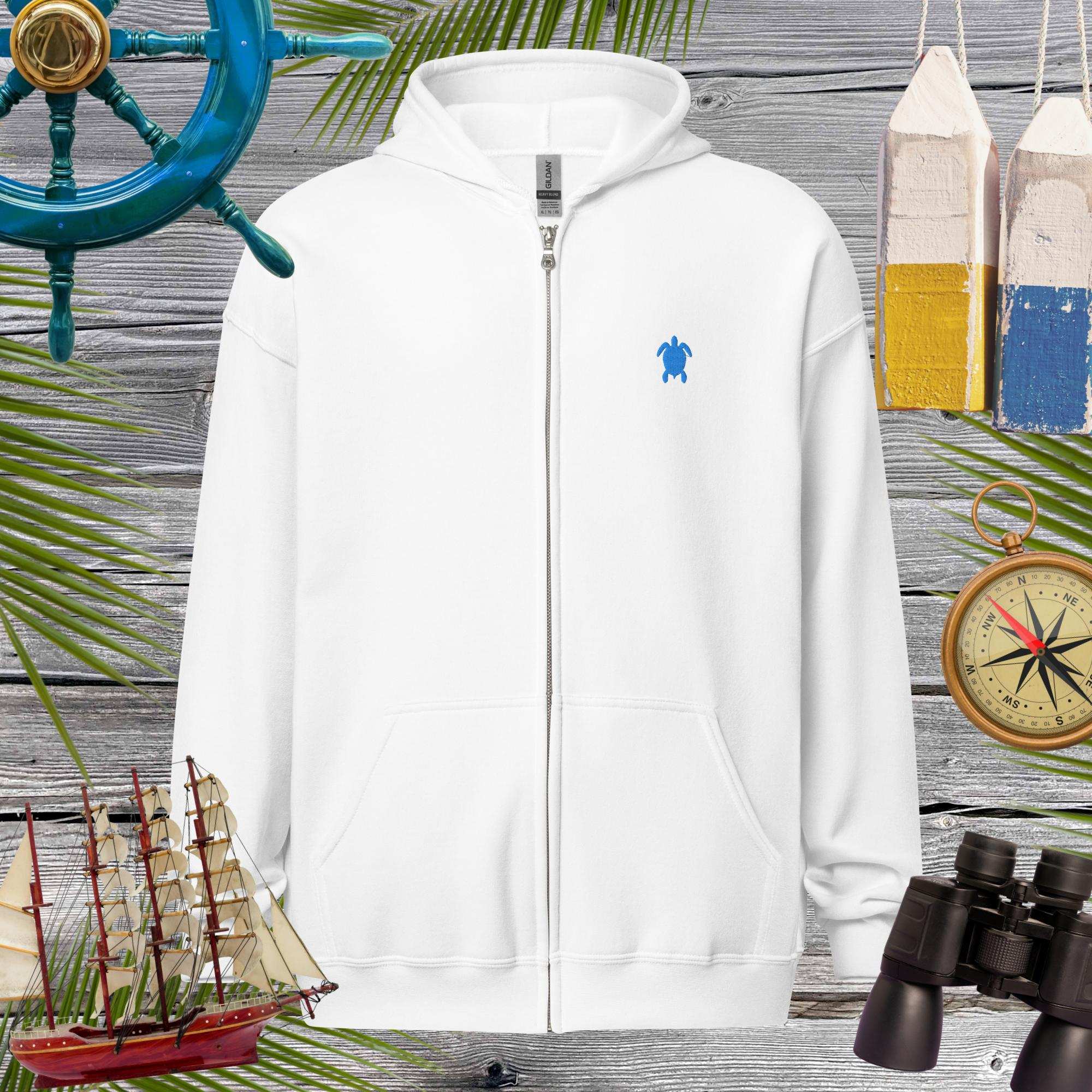 Unisex heavy blend zip hoodie | Embroidered Sea Turtle Hoodies