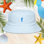Unstructured terry cloth bucket hat | Sea Horse Embroidery Bucket Hats