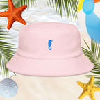 Unstructured terry cloth bucket hat | Sea Horse Embroidery Bucket Hats