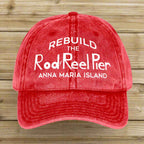 Red cap with white text on a wooden background