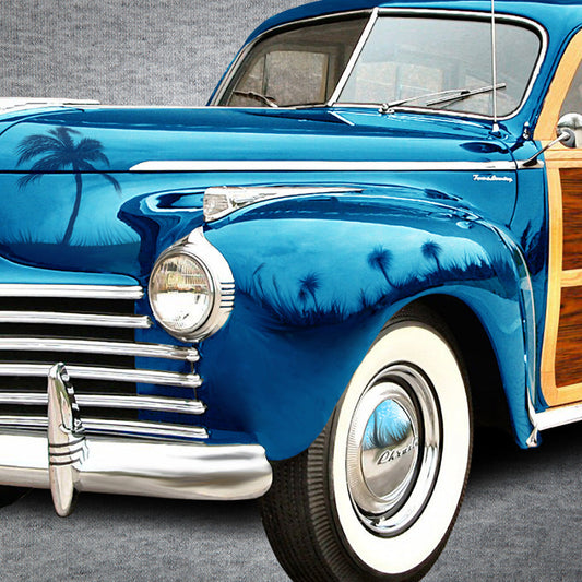 Beach Towel | Vintage Woody Wagon on Beach