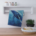 Whale Art | Cotton Tea Towel Hanging in the kitchen