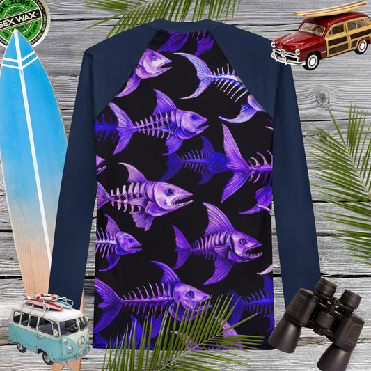 Wicked Fish Bones | Adult Rashie for Men | UPF 50+ Rash Guard