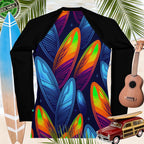 Night Surfing Rashie | Surfboard Pattern | For Women Rash Guards & Swim Shirts