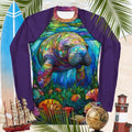 Manatee Stained Glass Art | Women's UPF 50+ Rash Guard Rash Guard