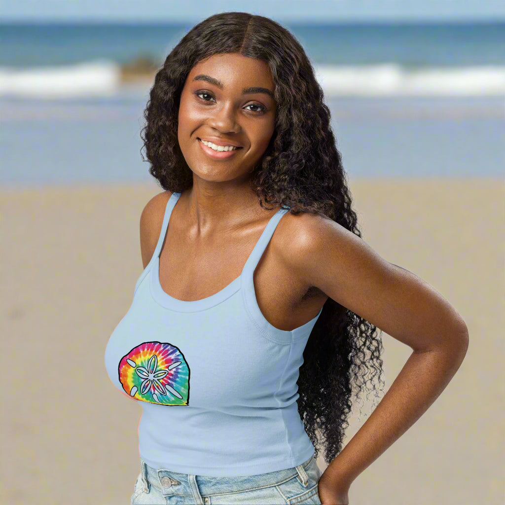 Women’s micro-rib tank top | Sand Dollar Beach Print Tank Tops