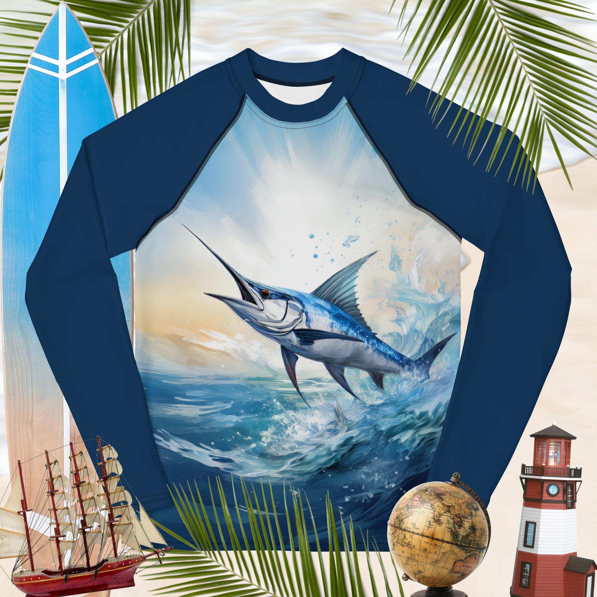 Blue Marlin Fishing Rashie | Youth | UPF 50+ Rash Guards & Swim Shirts
